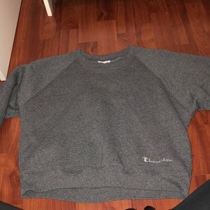 GREY CROPPED CHAMPION CREWNECK
